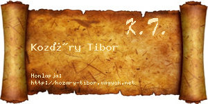Kozáry Tibor névjegykártya